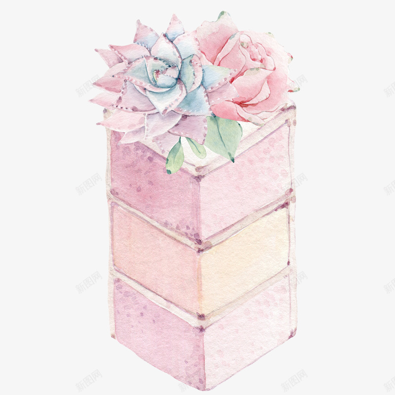 手绘水彩三角蛋糕png免抠素材_88icon https://88icon.com 三角蛋糕 手绘蛋糕 水彩蛋糕 甜品 甜点 甜食 食物