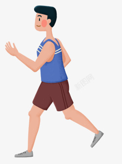 健身男孩手绘可爱人物插画健身跑步运动的高清图片