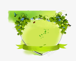 绿色环保心形框素材