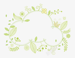 淡绿色云朵植物文本框素材
