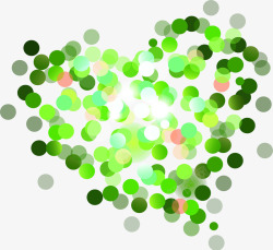 绿色渐变圆点组合成实心心形素材