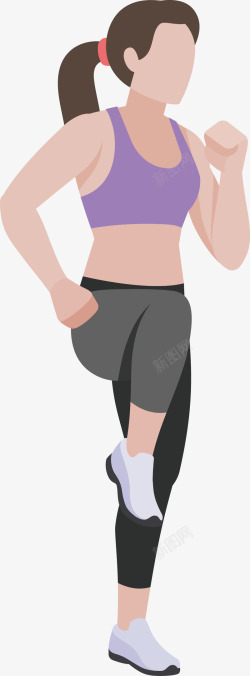 美女教练跑步前热身运动素材