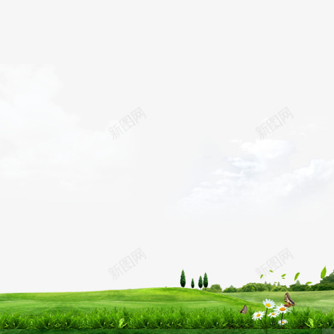 白云草地psd免抠素材_88icon https://88icon.com 彩色 白云 绿色环保 草地 装饰