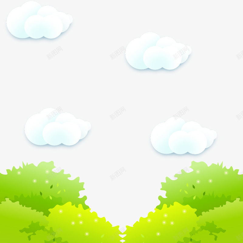 卡通白云草地psd免抠素材_88icon https://88icon.com 卡通 春天 白云 草地