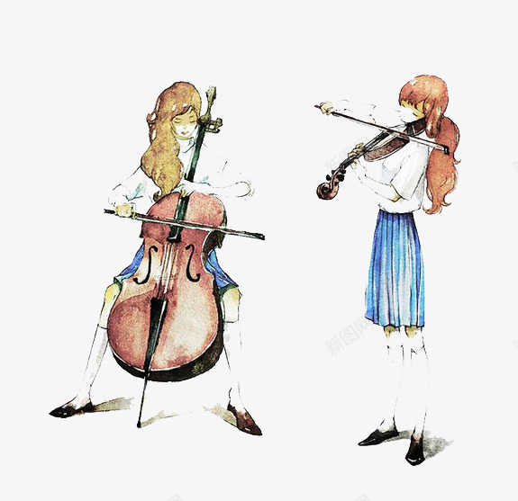 卡通音乐家png免抠素材_88icon https://88icon.com 卡通 小提琴 手绘 水彩 美女 装饰 音乐 音乐家