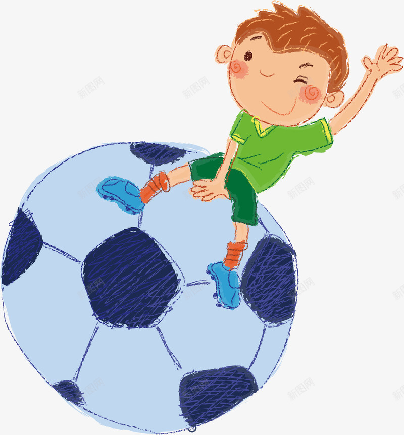 足球男孩矢量图ai免抠素材_88icon https://88icon.com AI 儿童 卡通 可爱 小孩 手绘 插画 男孩 线条 蓝色 足球 运动 矢量图