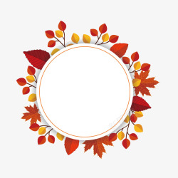 秋天花环装饰图案秋天叶子花环矢量图高清图片