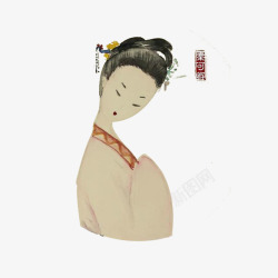 手绘水彩中国风红楼梦秦可卿插画素材