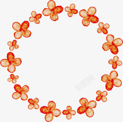 橘色水彩小花装饰框素材