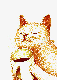 猫png免抠素材_88icon https://88icon.com 动物 可爱 咖啡 多喝水卡通 手绘 杯子 液体 猫咪 猫喝水 素描 陶醉