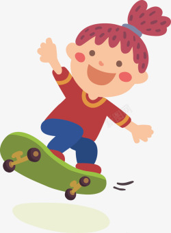滑板女孩插画素材