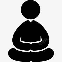 坐着图标瑜伽冥想的姿势坐着的人的图标高清图片