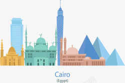 彩色埃及开罗城市矢量图素材