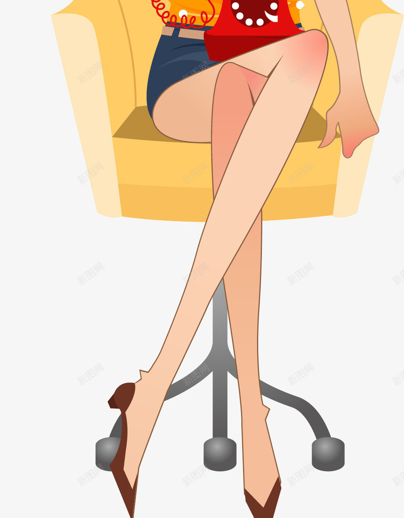 坐着打电话的插画美女矢量图ai免抠素材_88icon https://88icon.com 坐着打电话的插画美女 打电话 椅子 美女 矢量图