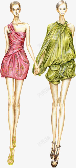 时尚女人png免抠素材_88icon https://88icon.com 手绘 时尚 模特 欧美 礼服 走秀