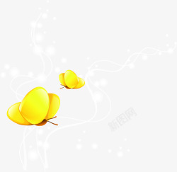 黄色手绘蝴蝶星光素材