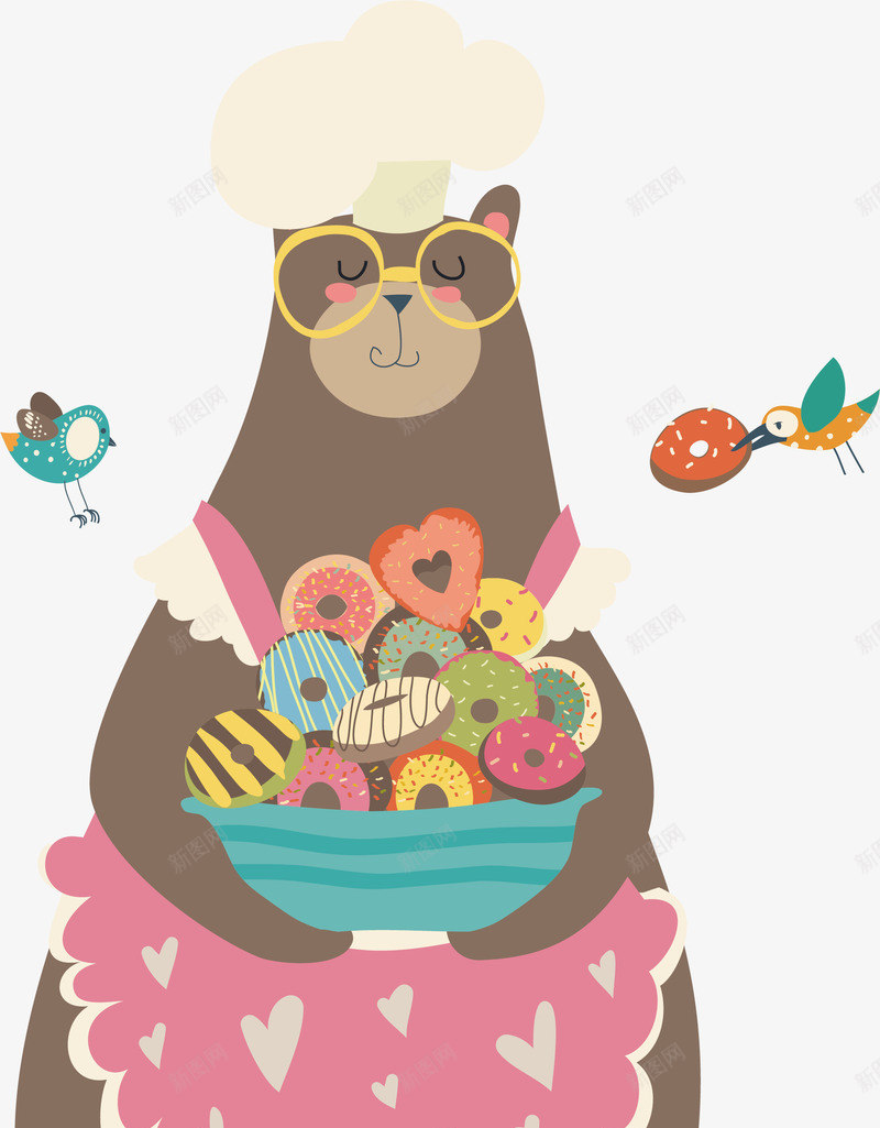 抱甜甜圈的熊矢量图ai免抠素材_88icon https://88icon.com 动物 宠物 棕色的熊 甜甜圈 零食 食物 矢量图