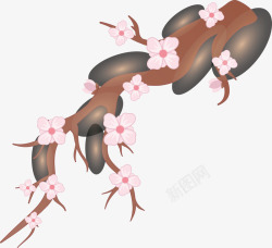 樱花树枝手绘素材