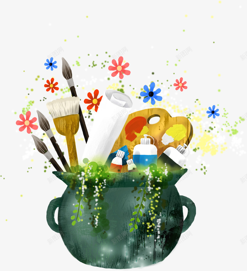 创意手绘合成花卉植物莫比文具用品png免抠素材_88icon https://88icon.com 创意 合成 文具 植物 用品 花卉