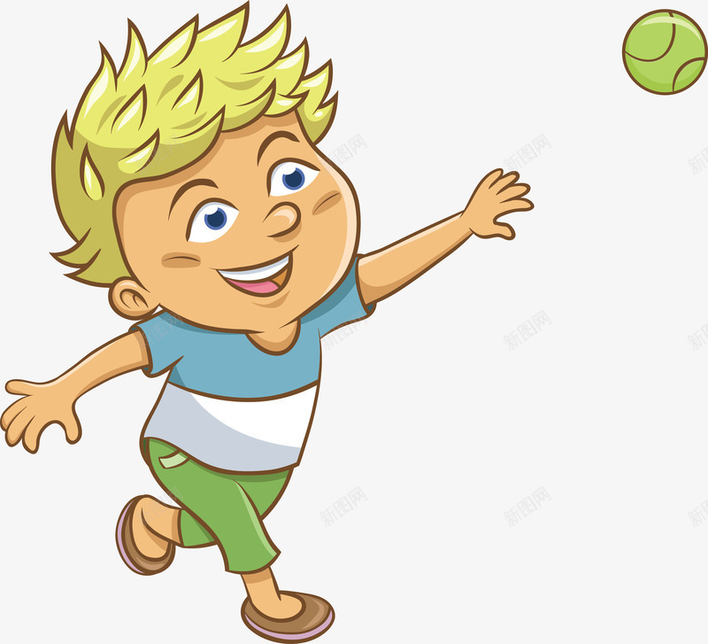 扔球的小男生png免抠素材_88icon https://88icon.com 卡通人物 抛球 玩耍 跑步 运动