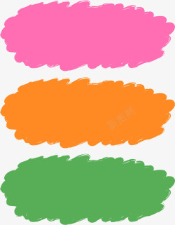 粉色橙色绿色手绘云朵素材