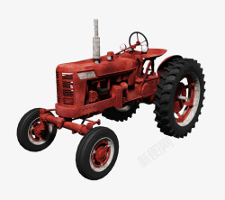 简洁红色四轮农用拖拉机素材