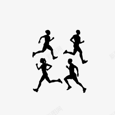 彩色跑步人物跑步人物剪影图标图标