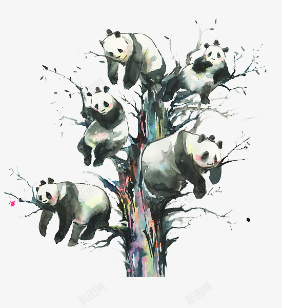 树枝上的熊猫图案png免抠素材_88icon https://88icon.com 动物 图案 旅行 树枝 水墨熊 水墨画 熊猫