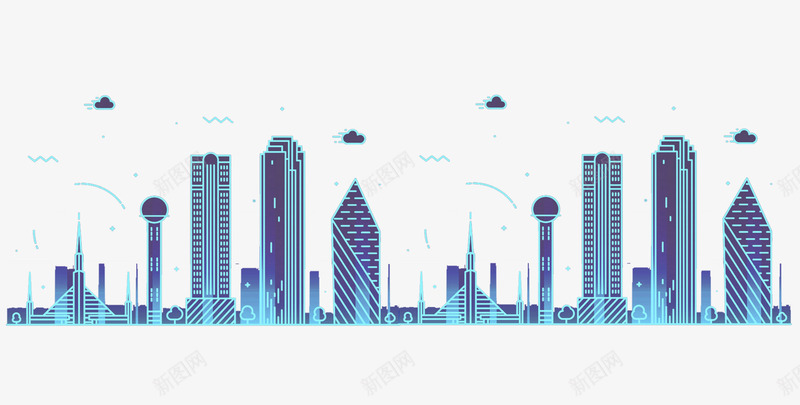 蓝色卡通城市建筑装饰图案png免抠素材_88icon https://88icon.com 免抠PNG 卡通 城市建筑 蓝色 装饰图案