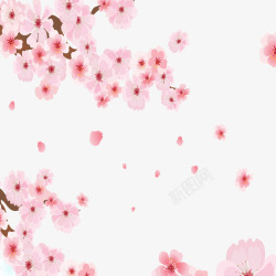 粉色手绘樱花树素材
