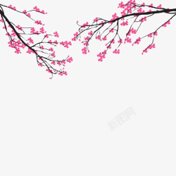 水墨水彩樱花矢量图素材