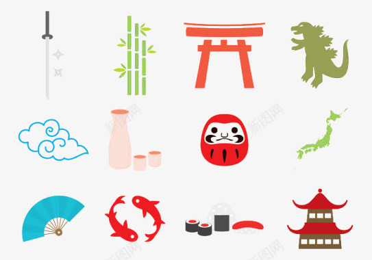 日本旅游简洁图标图标