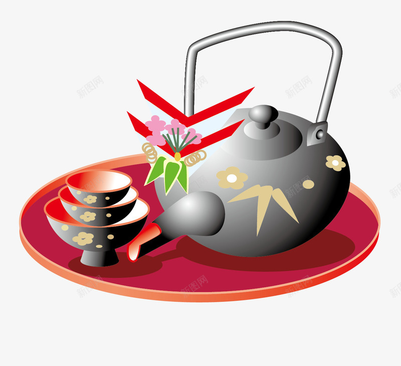 日本茶道png免抠素材_88icon https://88icon.com 卡通茶杯 日本 樱花 矢量茶壶 茶壶 茶杯 茶道