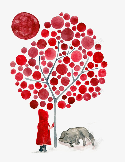 手绘红色圆点创意树png免抠素材_88icon https://88icon.com 创意树 圆点 手绘 红色 红衣小孩