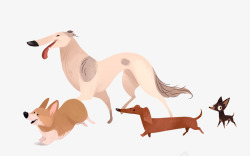 卡通动物情侣图一群奔跑的小狗狗高清图片