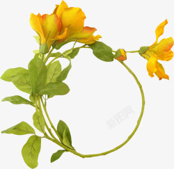 黄色花朵花环素材