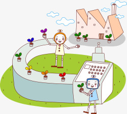 彩色机器人检验盆栽的机器人高清图片