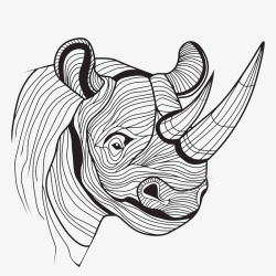 简洁手绘线条结构犀牛角犀牛素材