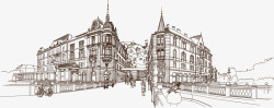 欧美城市免费图案素描图素材