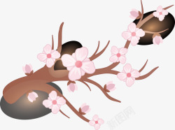 樱花树枝手绘精美素材