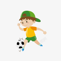 手绘卡通儿童踢足球素材