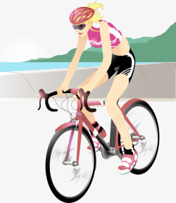 自行车美女运动员矢量图素材