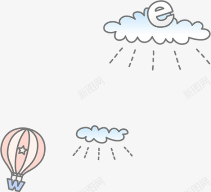 手绘卡通白云氢气球图标图标