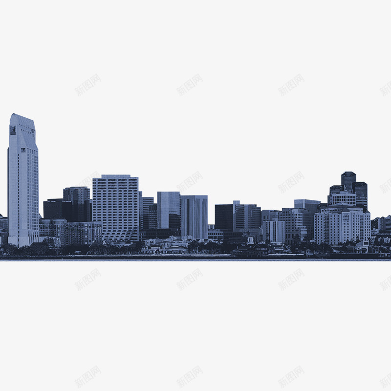 蓝色背景的建筑png免抠素材_88icon https://88icon.com 城市 房产 高楼