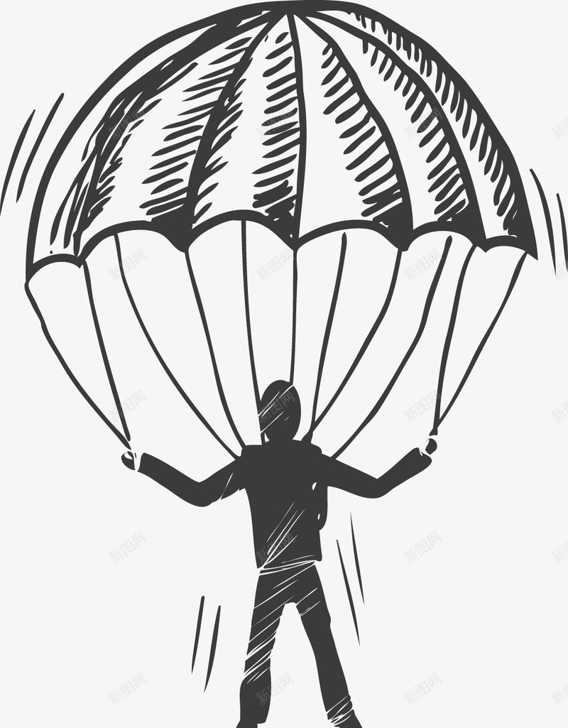 跳伞运动员png免抠素材_88icon https://88icon.com 剪影 卡通 手绘 绳子 运动员 降落伞 黑色