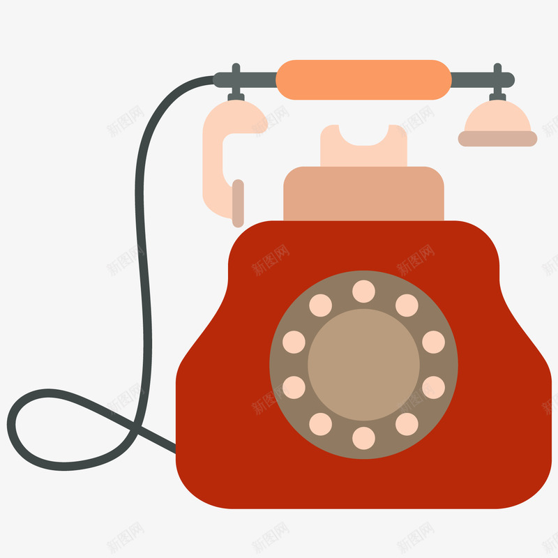 扁平化老式电话矢量图ai免抠素材_88icon https://88icon.com 卡通的电话 扁平化 手绘的老式电话 简洁的电话 老式电话 褐色的电话 矢量图