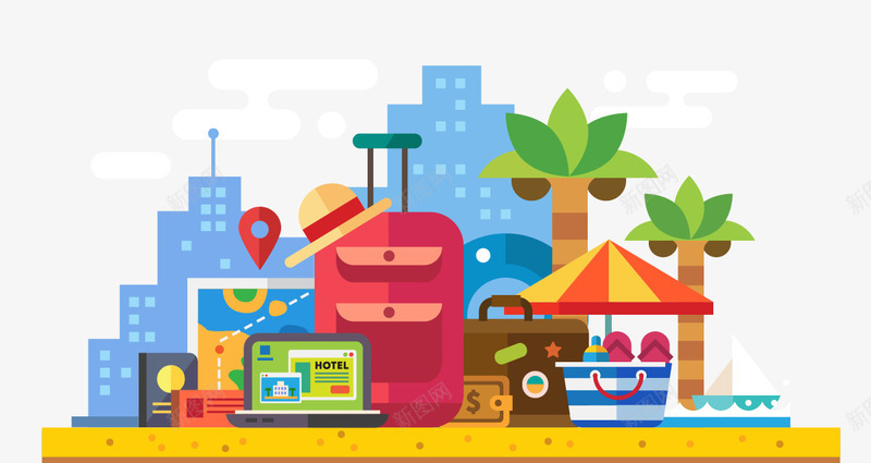 彩色卡通手绘城市建筑png免抠素材_88icon https://88icon.com 卡通 城市 建筑 彩色