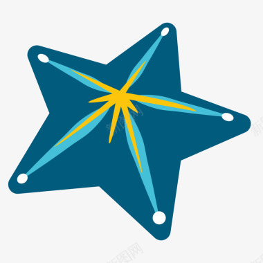 欧式纹理蓝色圆角海星元素矢量图图标图标