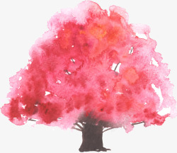 卡通绘画粉红色的树木樱花树素材