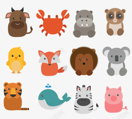 12个可爱小动物图标图标